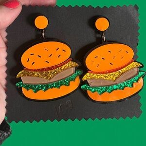 NEW Burger earrings acrylic earrings large earrings good jewelry